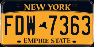 NY license plate FDW7363