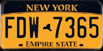 NY license plate FDW7365