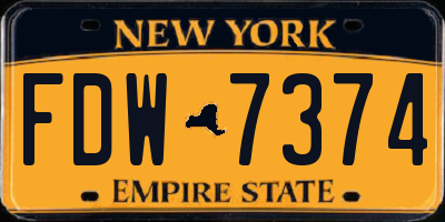 NY license plate FDW7374