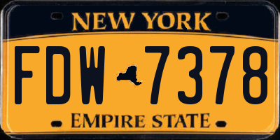 NY license plate FDW7378