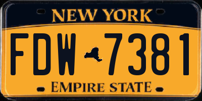 NY license plate FDW7381