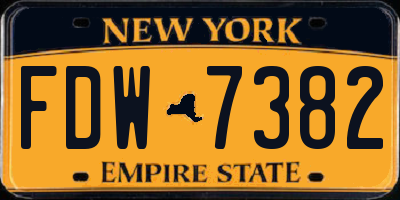 NY license plate FDW7382