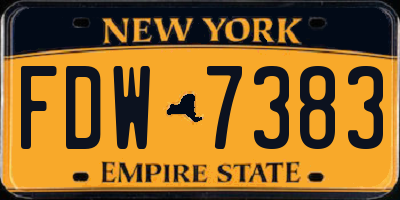 NY license plate FDW7383