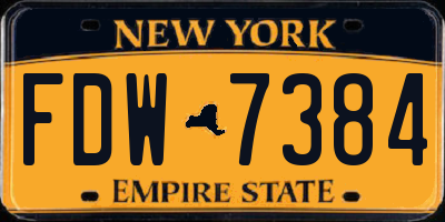 NY license plate FDW7384