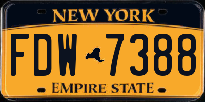 NY license plate FDW7388
