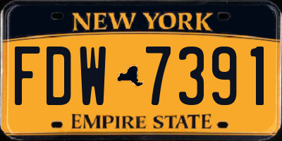 NY license plate FDW7391