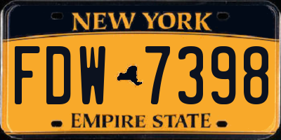 NY license plate FDW7398