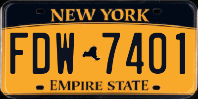 NY license plate FDW7401