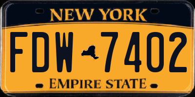 NY license plate FDW7402