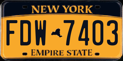 NY license plate FDW7403