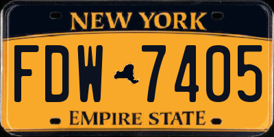 NY license plate FDW7405