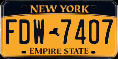 NY license plate FDW7407