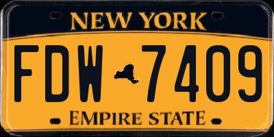 NY license plate FDW7409
