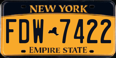 NY license plate FDW7422