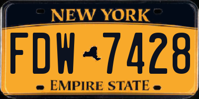 NY license plate FDW7428