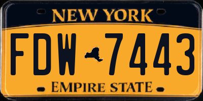 NY license plate FDW7443