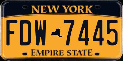 NY license plate FDW7445