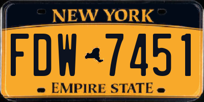 NY license plate FDW7451