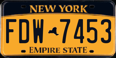 NY license plate FDW7453