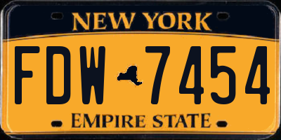 NY license plate FDW7454