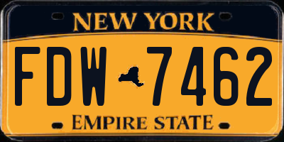 NY license plate FDW7462