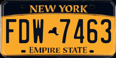 NY license plate FDW7463