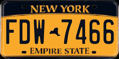 NY license plate FDW7466