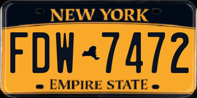 NY license plate FDW7472