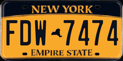 NY license plate FDW7474