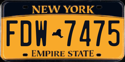 NY license plate FDW7475