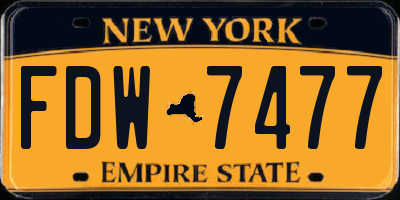 NY license plate FDW7477