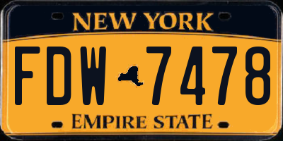 NY license plate FDW7478