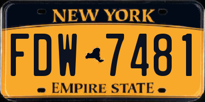 NY license plate FDW7481