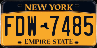 NY license plate FDW7485