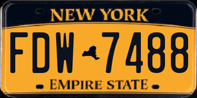 NY license plate FDW7488