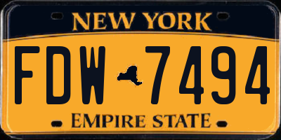 NY license plate FDW7494