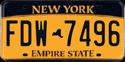 NY license plate FDW7496