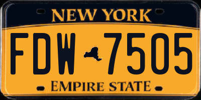 NY license plate FDW7505