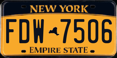 NY license plate FDW7506