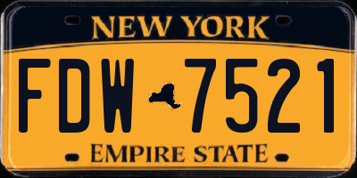 NY license plate FDW7521