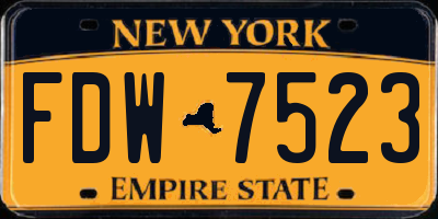 NY license plate FDW7523