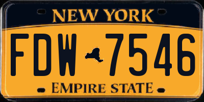 NY license plate FDW7546