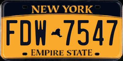 NY license plate FDW7547