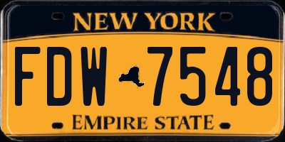 NY license plate FDW7548