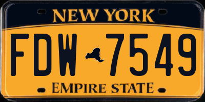 NY license plate FDW7549