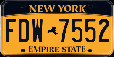 NY license plate FDW7552