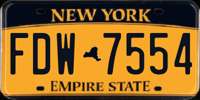 NY license plate FDW7554
