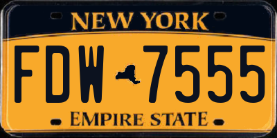 NY license plate FDW7555