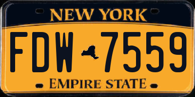 NY license plate FDW7559