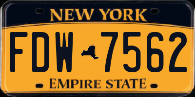 NY license plate FDW7562